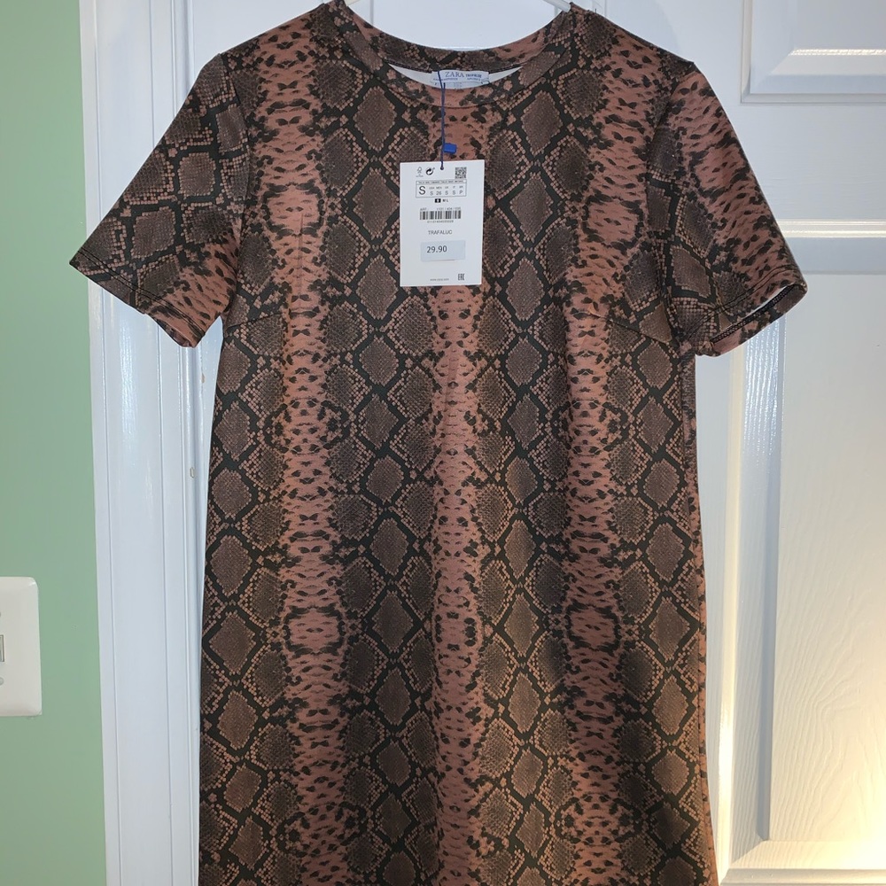 Zara Snake Skin T-Shirt Dress NWT